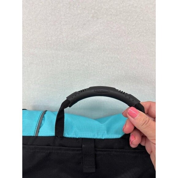 LL Bean Messenger Laptop Commuter Shoulder Bag Turquoise Padded Organizer - Picture 8 of 12